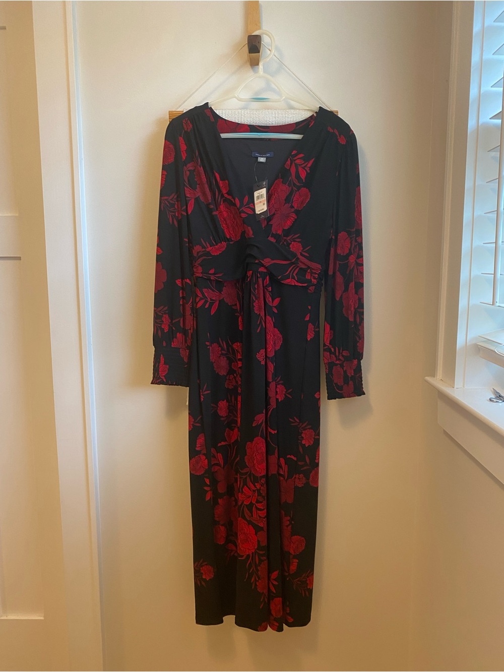 Tommy Hilfiger Black Dress with Red Floral Print